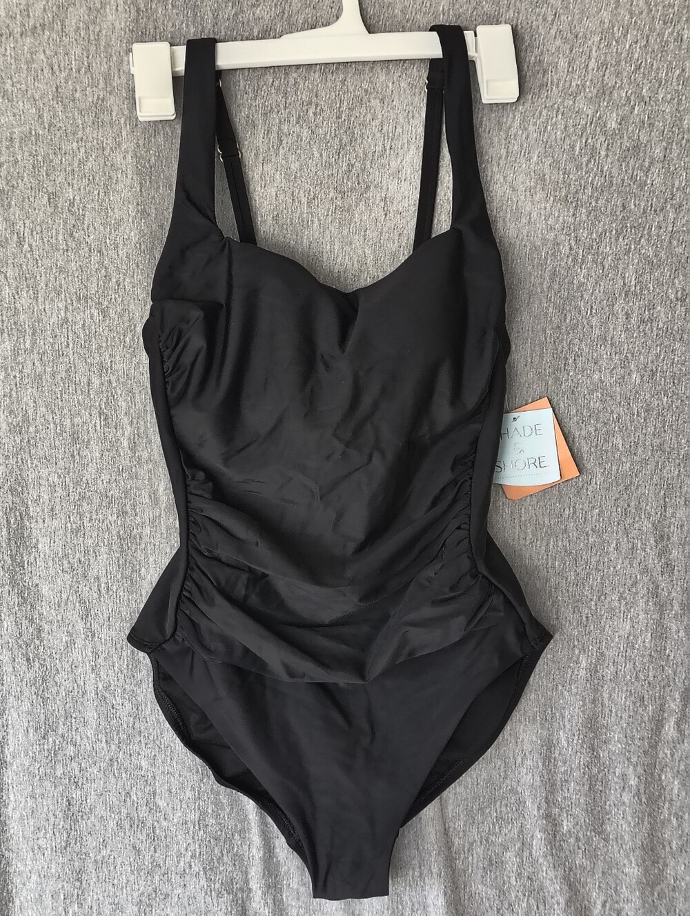 Shade & Shore Women’s Shirred Tummy Control One‑Piece – Black